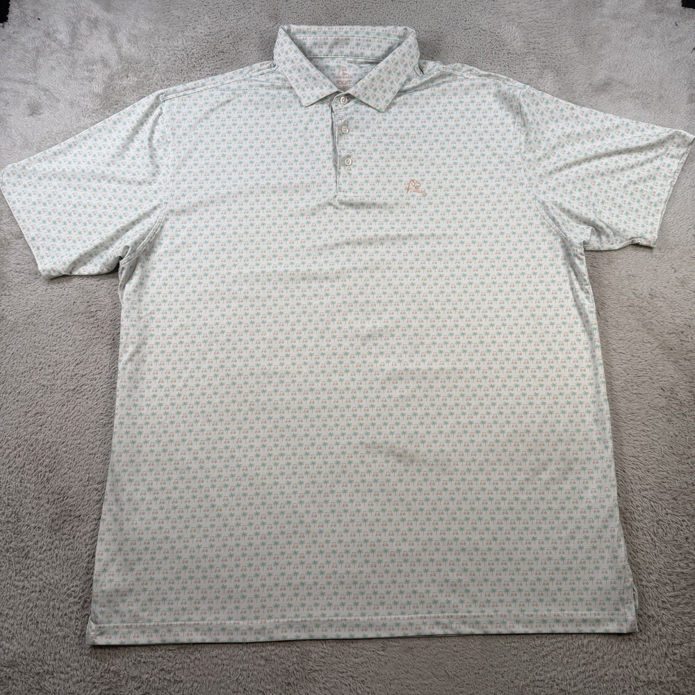 Rhoback Polo Shirt Mens 3XL White Golf Cart Palm Tree Performance Stretch Active